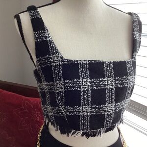EUC house of harlow crop fringe tank style top